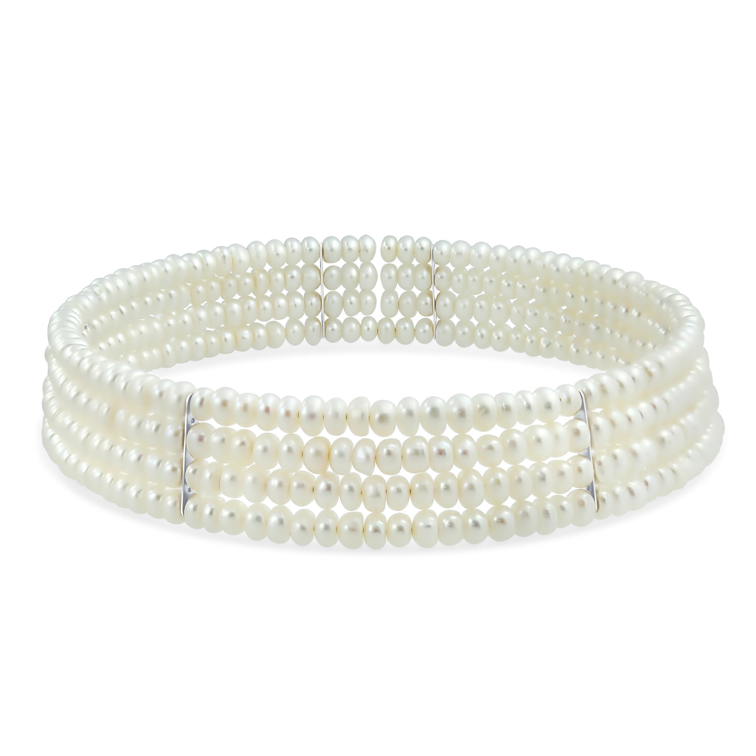 Wide 4 Row White Freshwater Cultured 