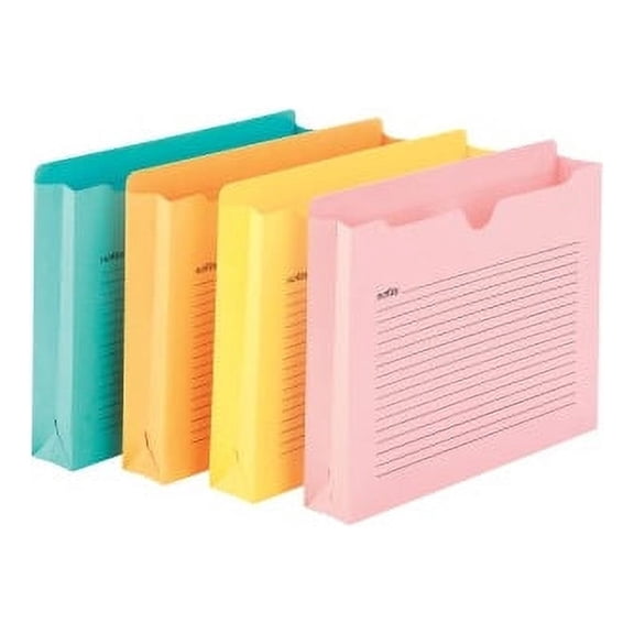 Smead Notes File Jackets, Aqua, Goldenrod, Pink, Yellow, 12 / Pack (Quantity)