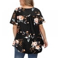 thumbnail image 2 of URMAGIC Women Short-sleeved T-shirt V-neck Button Blouse Floral Plus Size Tunics Tops, 2 of 4
