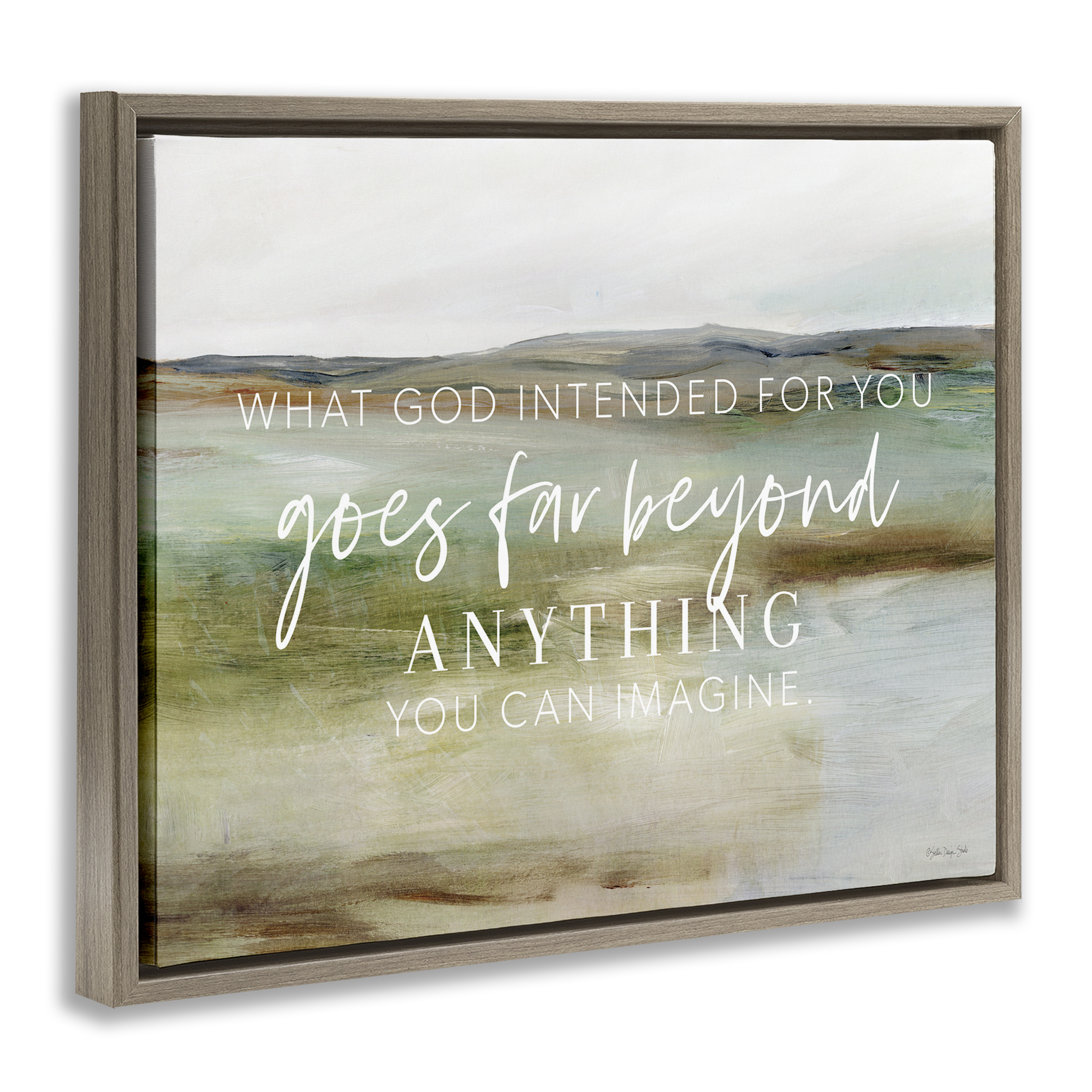 Stupell Industries God's Intentions Proverb Religious & Spiritual Painting Brown Floater Framed Canvas Art Print Wall Art, 31 x 25
