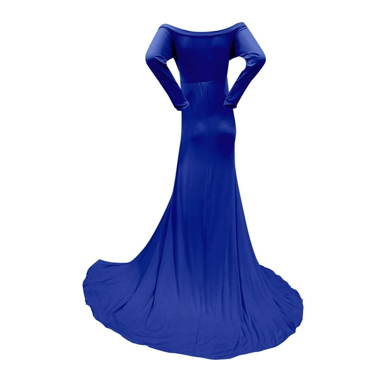 slim fit dress slacks Maternity Satin Drape Shoulder Wrap Maxi Dress - Royal Blue main image 1