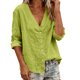 thumbnail image 2 of TaTaai Ladies V Neck Layered Blouse Solid Color Loose Fit Casual Cardigan Open Front Summer Tunic Ruffle Top Gift, 2 of 7