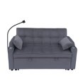 thumbnail image 6 of Modern Velvet Loveseat Futon Sofa Couch w/ Pullout Bed, Loveseat Lounge Sofa with Adjustable Reclining Backrest, 3 in 1 Convertible Sleeper Sofa Bed, 6 of 8