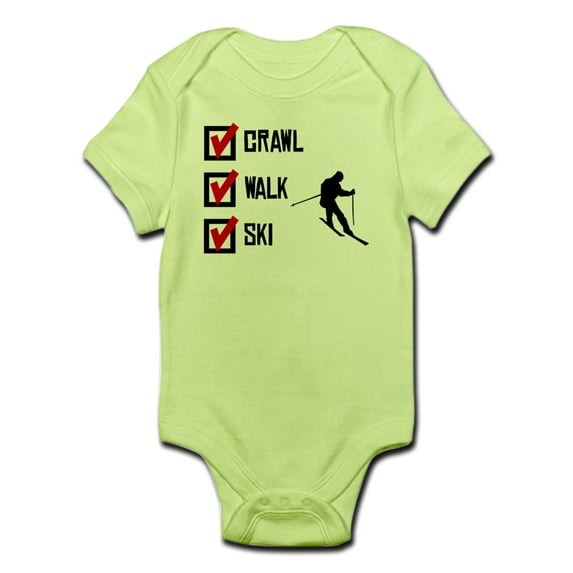 CafePress - Crawl Walk Ski Body Suit - Baby Light Bodysuit
