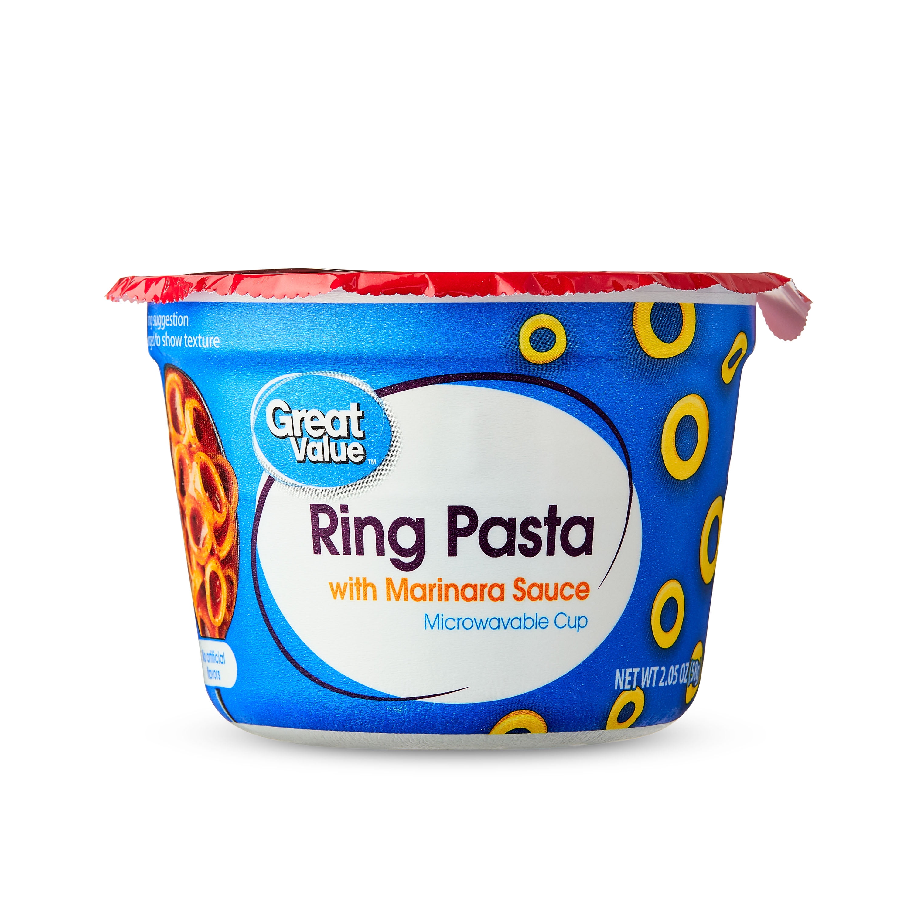 (12 pack) Great Value Ring Pasta with Marinara Sauce Microwavable Cup, 2.05 oz (Shelf Stable)