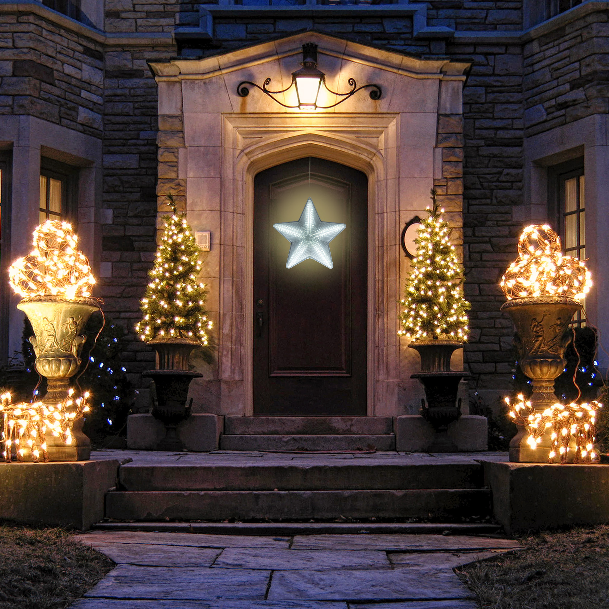 Alpine Corporation Christmas 3D Hanging Star Ornament with LED Lights