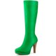 thumbnail image 1 of Botas de mujer Allegra K con plataforma y tacones gruesos hasta la rodilla Punta redonda Verde 42, 1 of 6