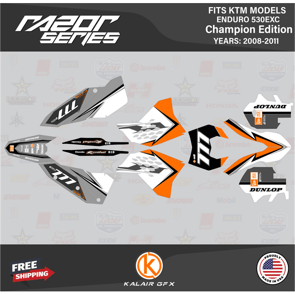 Kalair GFX Graphics Kit for Ktm Enduro 530 EXC Champions Edition (2008-2011) Razor Series
