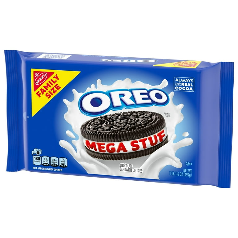 3 pack) OREO Mega Stuf Chocolate Sandwich Cookies, Family Size