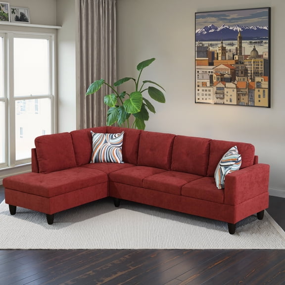 MAYEERTY Flannelette 3-Piece Living Room Sofa Set，Red