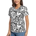 thumbnail image 2 of Fuzoiu Hand Drawn Snake Print Women's Classic V-Neck T-Shirt, Short Sleeve V Neck Tees for Casual Everyday Wear,Casual Fit Tee,Summer Fashion Tops-X-Large, 2 of 5