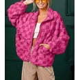 thumbnail image 2 of sicmoss Women's Rose Checkered Oversized Sherpa Jacket Fuzzy Warm Winter with Pockets, 2 of 2