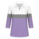 thumbnail image 4 of Camiseta de Solapa de Cuello en V de la Manga Superior de 3/4 de las Mujeres, Uso Diario Cómodo Casual, 4 of 4