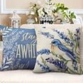 thumbnail image 2 of Hello Spring Bluebird Decorative Throw Pillow Covers 18 x 18 Set of 4, Flower Porch Patio Outdoor Pillowcase, Blue Floral Seasonal Sofa Couch Cushion Case Home Decor, 2 of 7