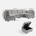 thumbnail image 5 of Richya Modular Sofa Sectional U Shaped Couch with Storage Reversible Chaise 6 Seat Sectionals Sofa for Living Room, Grey, 5 of 11