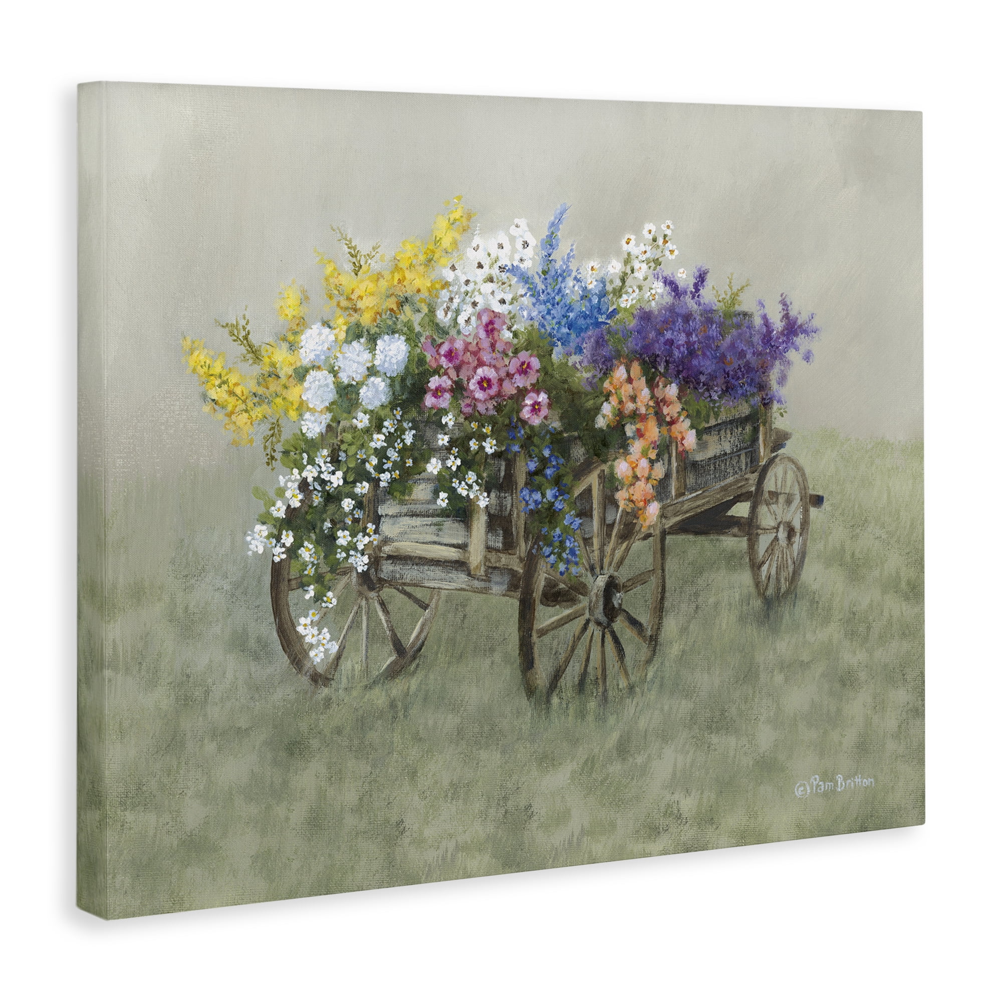 Stupell Industries Floral Filled Wagon Botanical & Floral Painting Gallery Wrapped Canvas Art Print Wall Art, 30 x 24