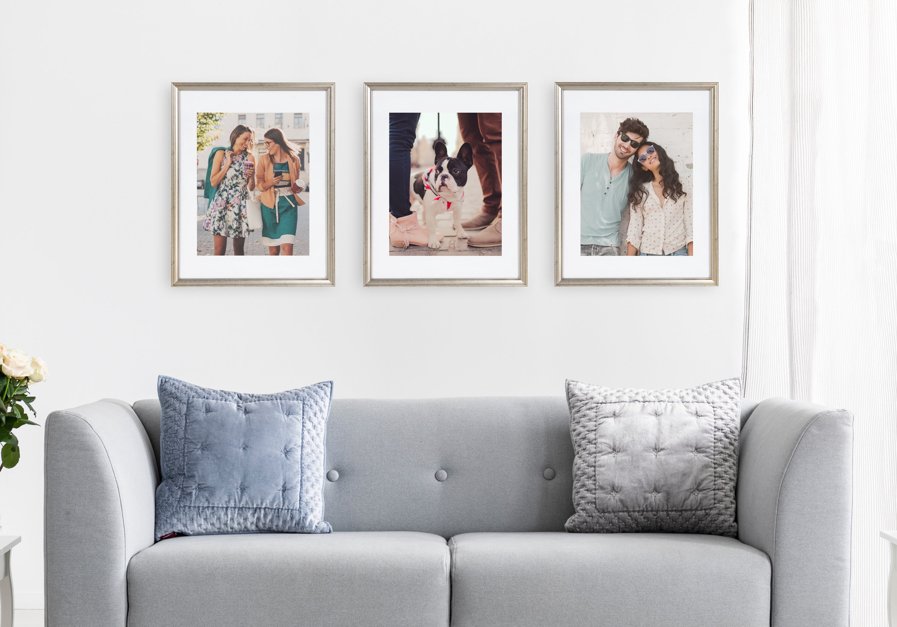 Kate and Laurel 15" x 19" Polystyrene Picture Frame, Silver, Set of 3