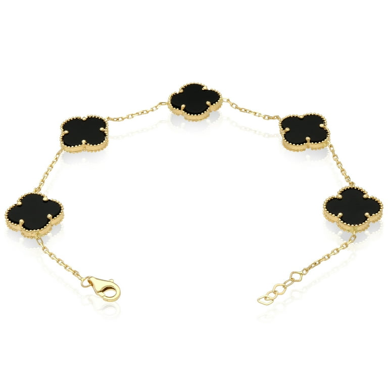 14K Gold Four Leaf Clover Charm Bracelet 14K Gold / 6.5 Inches