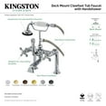 thumbnail image 4 of Kingston Brass AE109T7 Aqua Vintage 7" Center Deck-Mount Clawfoot Tub Faucet with Hand Shower, Brushed Brass, 4 of 5