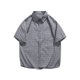 thumbnail image 1 of Mens Manga Corta Botón Abajo Camisas con Bolsillo, Moda Retro Turndown Cuello Blusa para Casual Y Diario, 1 of 9