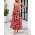 thumbnail image 5 of MEROKEETY Women's 2026 Summer Strapless Tube Floral Maxi Dress Boho Tie Flowy Beach Wedding Guest Long Sundress, Pink, XL, 5 of 5