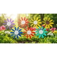 thumbnail image 5 of Spinning Daisies Pack of 6 Beloit Plastics 12 inch Dia. Random Color Lawn Pinwheels, 24" Tall Pinwheel and Wind Spinners, Garden, Party Pinwheel, Flower Spinner, for Patio, Lawn & Garden, 5 of 5