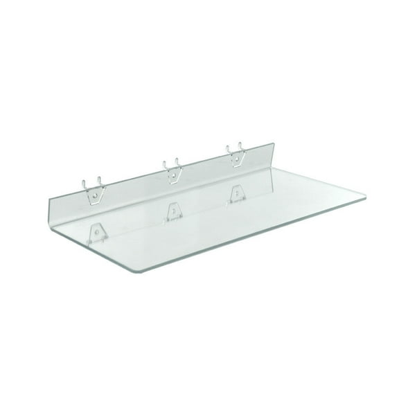 Clear Acrylic Shelf for Pegboard & Slatwall 20" x 8" x 2", 4-Pack