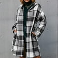 thumbnail image 4 of Black and Friday Clothing Sales Idoravan Plaid Shirts for Women Winter Jacket New Style Plaid Shirt Loose Long-sleeved Casual Shirt Cardigan Windbreaker Jacket Black L, 4 of 4