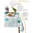 thumbnail image 2 of Blue Aqua Flower Table Cloth, White Floral Plant Herb Botanical Waterproof Tablecloth for Rectangle Tables, Reusable Washable Fabric Table Cover for Restaurant Kitchen Dining Tables 60"x120", 2 of 6