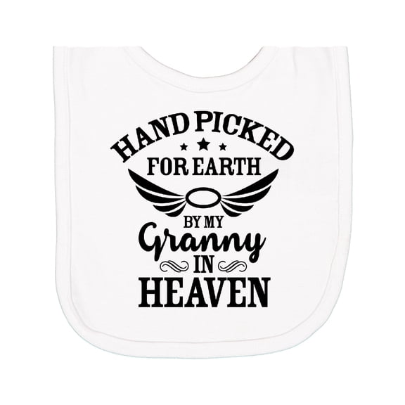Inktastic Handpicked for Earth by My Granny in Heaven with Angel Wings Newborn Bib