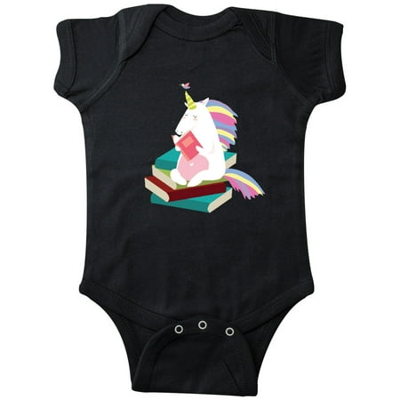 

Inktastic Reading Unicorn Book Lover Gift Gift Baby Boy or Baby Girl Bodysuit