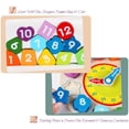 thumbnail image 2 of Time Clock Toy for Kids Wooden Time Learning Shape Sorting Color Game Montessori Early Education Math Set Kid Jigsaw Play Tool Preschool Toddler Puzzle Toy Gift for Boys Girls Birthday Age 3 4 5 6, 2 of 6