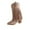 Beige, variant on Busydd Womens Boots Fashion Solid Color Fringe Mid Calf Boots for Women Comfortable Chunky Heel Wide Calf Boots for Women 9.5