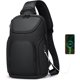 thumbnail image 1 of FENRUIEN Bolso Cruzado Mochila Cruzada con Puerto de Carga USB, Negro, 1 of 8