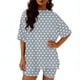 thumbnail image 2 of TaTaai Womens Solid Color Short Sleeve Tracksuit Round Neck Tops Elastic Waist Shorts Set Lightweight Quick Dry 2 Piece Outfit For Daily Sports Workout Running Gift, 2 of 6