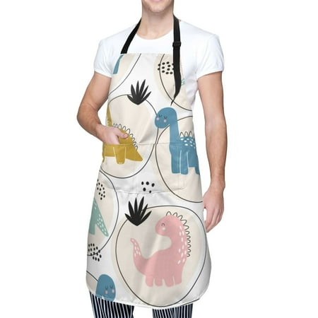 

Cauagu Cute Dinosaurs Aprons with Pockets Waterproof Apron for Women Kitchen Cooking Apron Adjustable Bib Aprons Chef Apron for Cooking Drawing Crafting