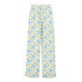 thumbnail image 5 of WTOBBY Women's Floral Print Wide Leg Pants with Deep Pockets, High Waist Drawstring Comfort Trousers for Casual and Outdoor Wear,Light Blue M, 5 of 6