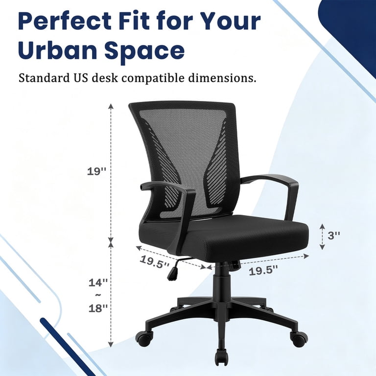 Furmax Ergonomic Mesh Office Chair, Mid Back, Lumbar Support