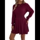 thumbnail image 3 of Vestido Tipo Jersey de Larga con Cuello Alto para Mujer, Informal, Holgado, de Punto Acanalado, Minivestido Corto de Otoño. Vino Tinto M, 3 of 10