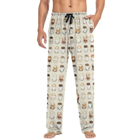 Men's Pajama Pants Coffee Lover Soft Long Sleep Lounge Pants