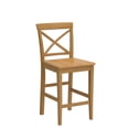 thumbnail image 4 of Pemberly Row Pub 10" Wood X-Back Bar Stools in Oak (Set of 2), 4 of 5