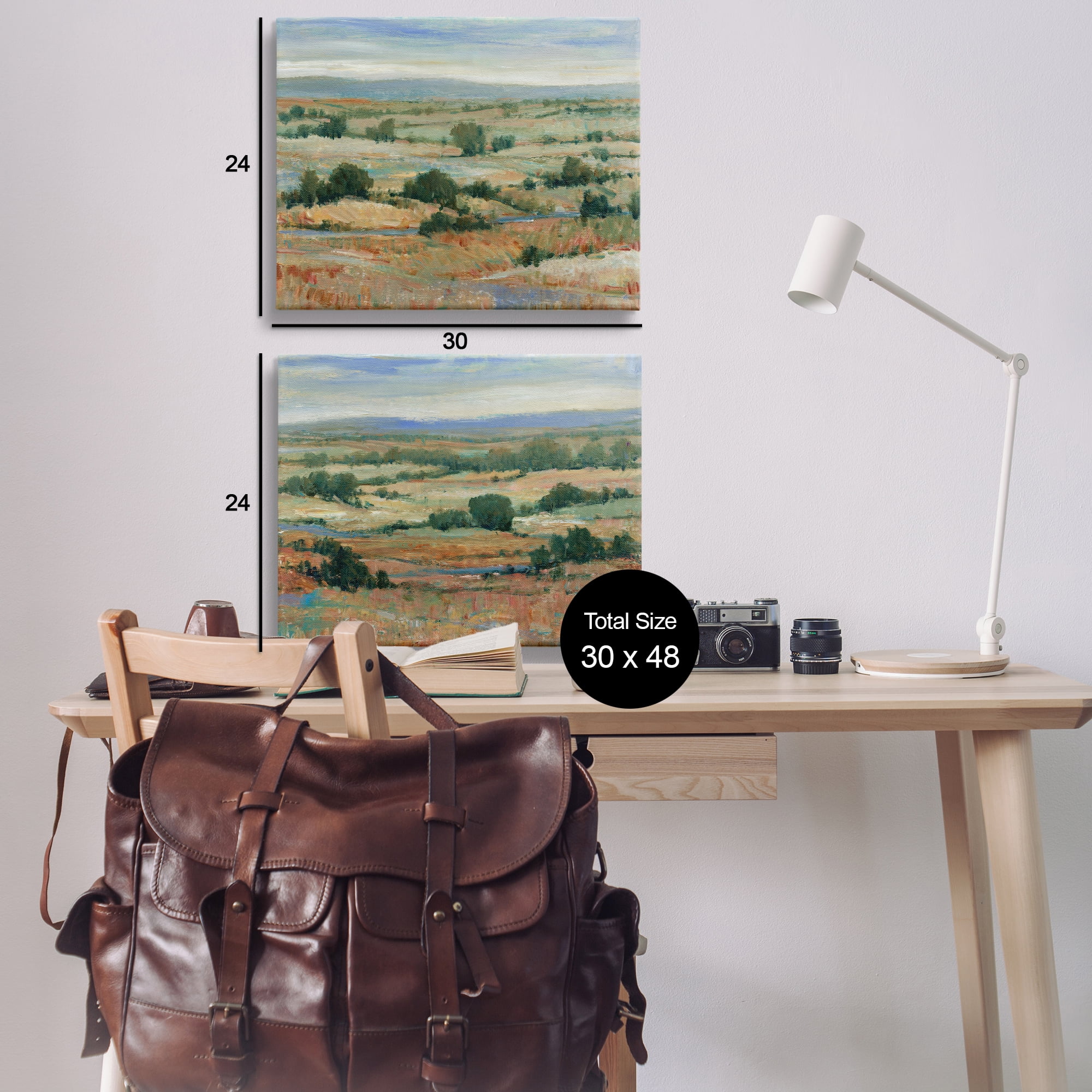 Stupell Industries Abstract Farm Field Landscape Landscape & Nature Painting Wrapped Canvas Art Print Wall Art, 30 x 24, Set of 2