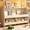 Wood, variant on Fowroa 2 Tier Portable Kids Toy Storage Organizer Bookcase with 2 Removable Bins 4 Wheels White