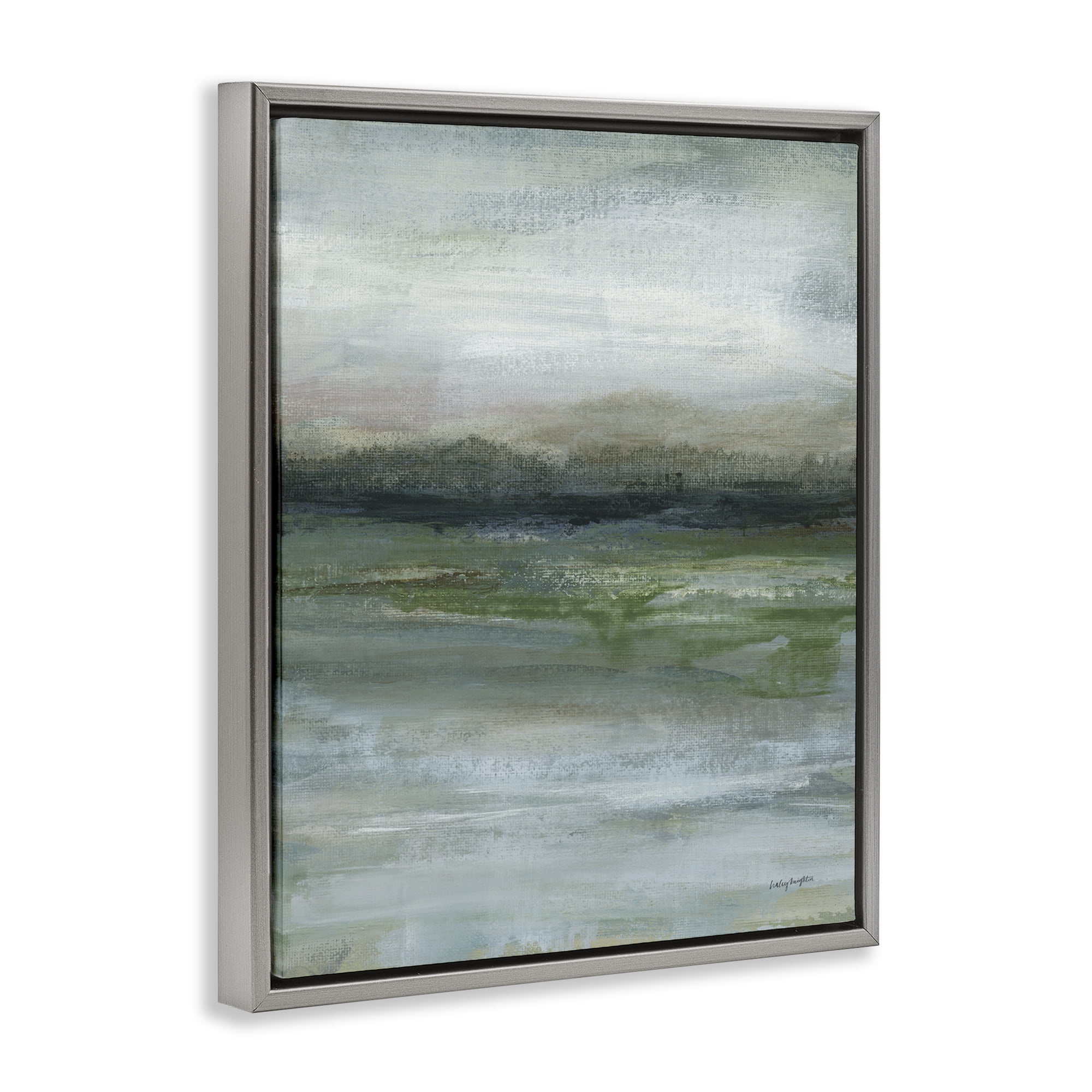 Stupell Industries Abstract Landscape View Abstract Painting Gray Floater Framed Canvas Art Print Wall Art, 17 x 21