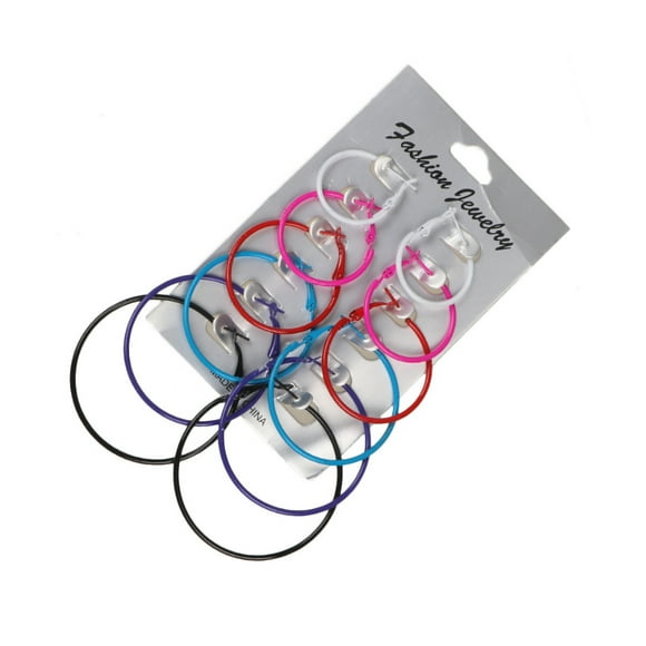 ESTONE 6 Pairs/Set Hoop Earrings Women Jewelry Circle Fashion Black White Charm Simple