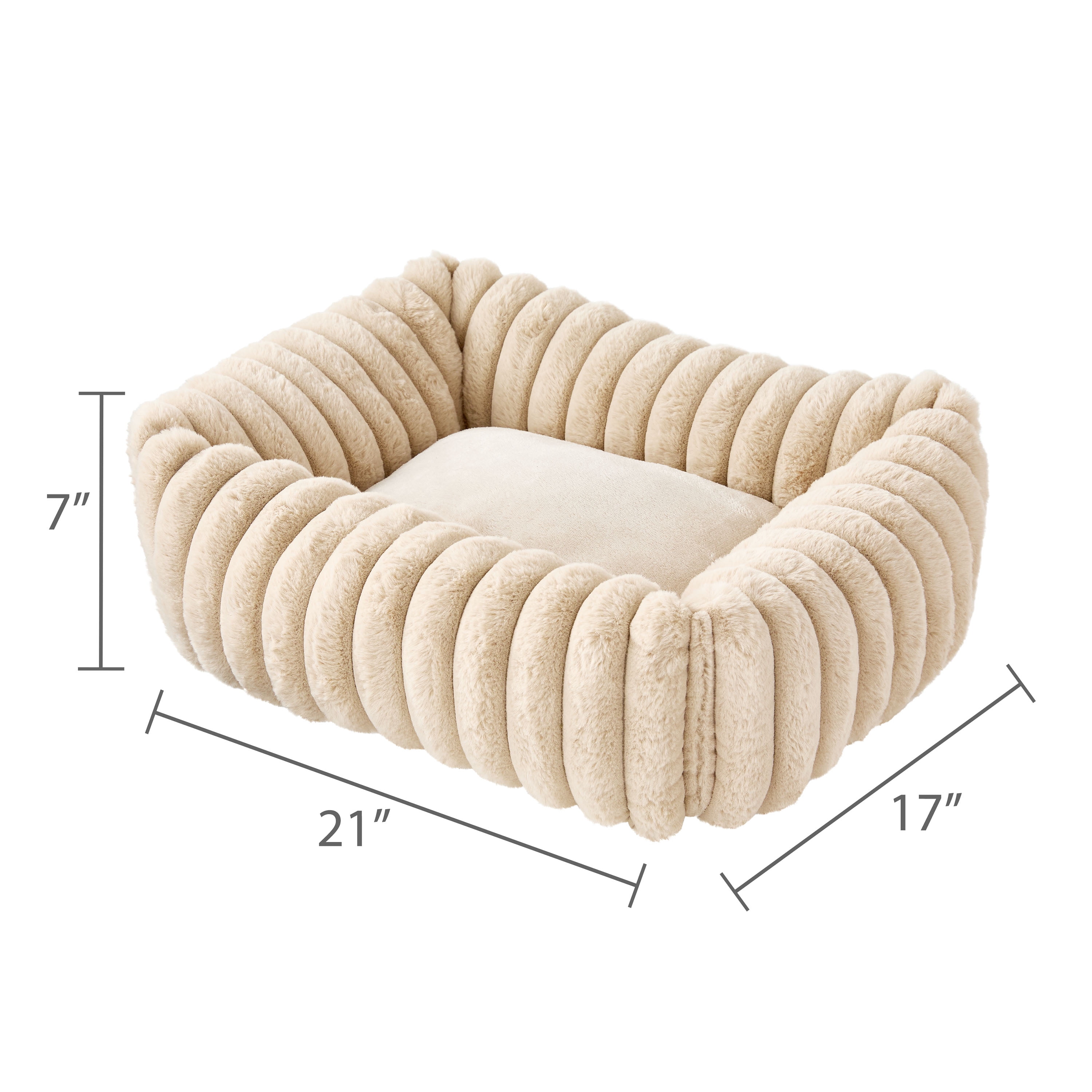 Vibrant Life Small Thick Corduroy Plush Bolster Dog Bed, Tan, 17" x 21"