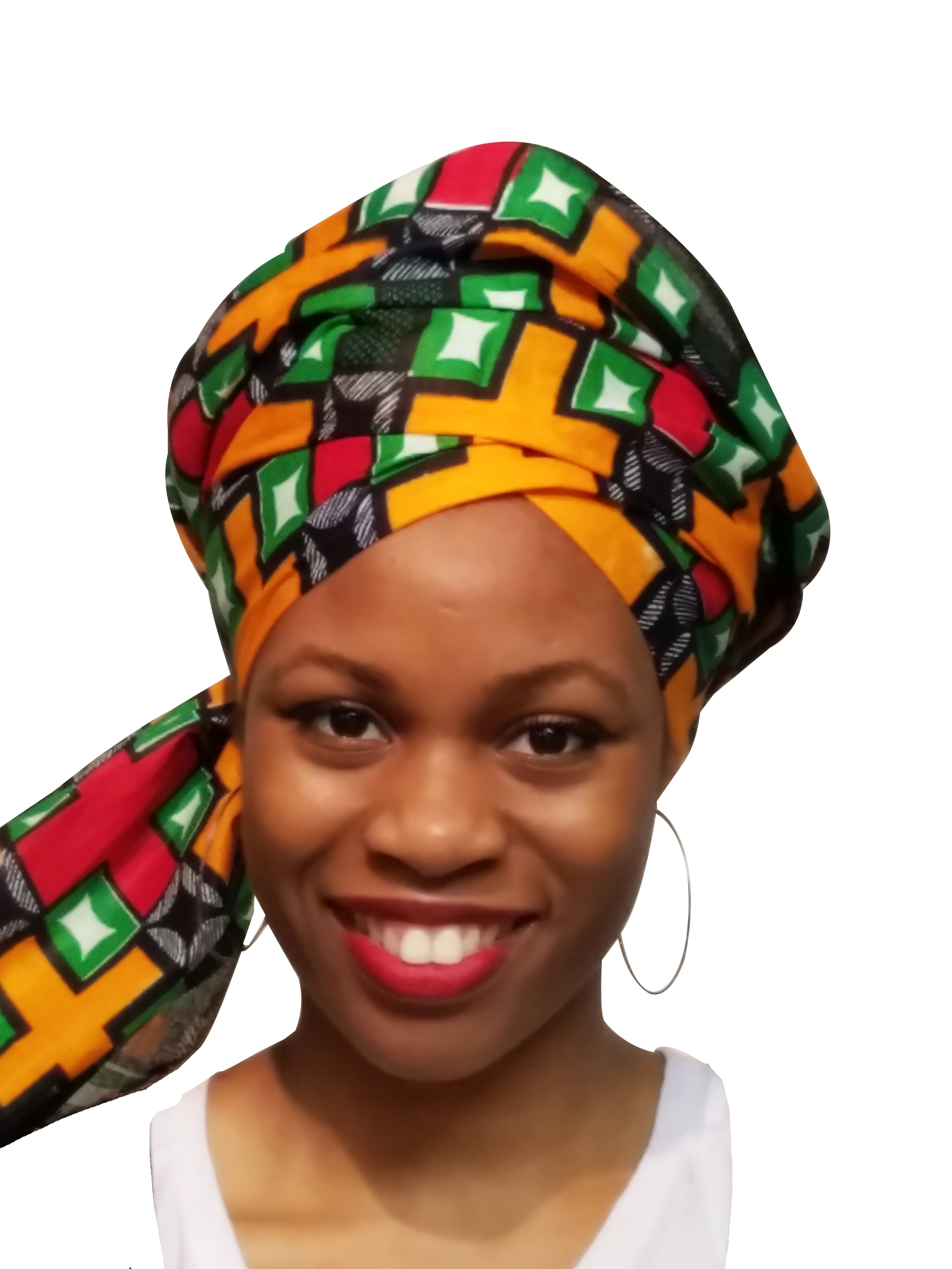 Black Yellow and Brown African Print Head wrap - Walmart.com