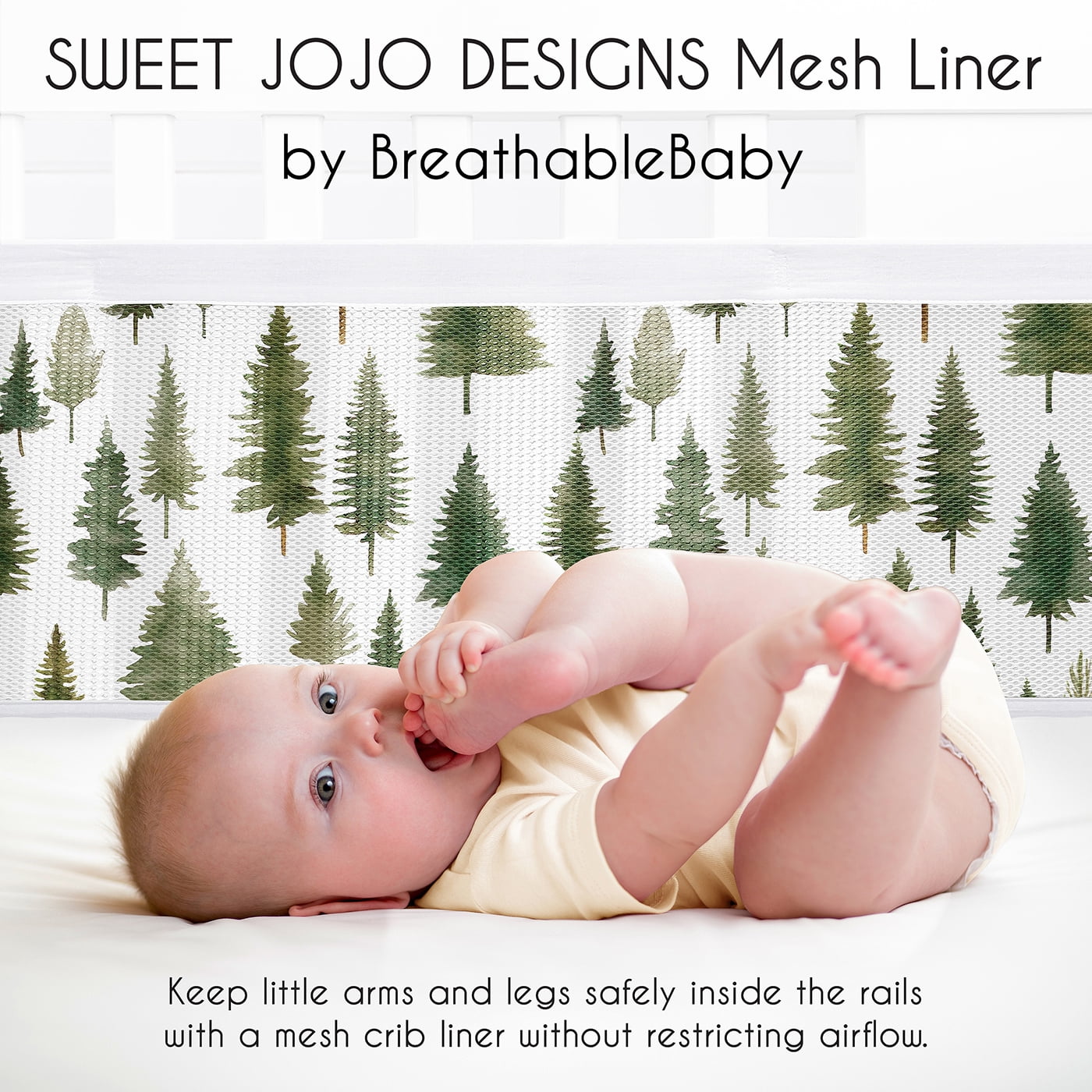 Sweet Jojo Designs + BreathableBaby Woodland Pine Tree Boy, Girl, Unisex/Gender Neutral Breathable Mesh Crib Liner