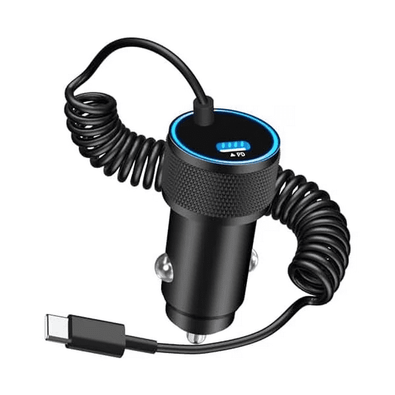 iPhone 16 Car Charger Fast Charging, 90W USB-C Car Power Cigarette Lighter Charger with 6FT Coiled Type-C Cable for iPhone 16/16 Pro/16 Plus/16 Pro Max/15/15 Pro/iPad Pro