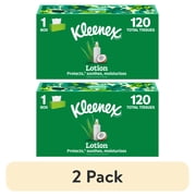 (2 pack) Kleenex Lotion Facial Tissues with Coconut Oil, 1 Flat Box, 120 Tissues per Box, 3-Ply